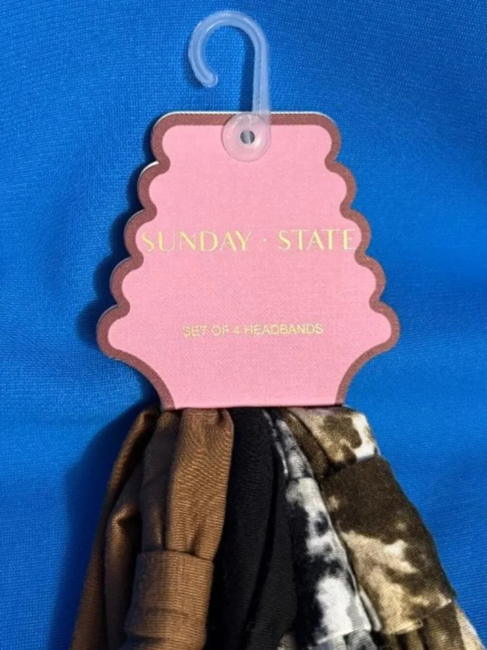 NEW SUNDAY STATE 4 PACK SET BEAUTIFUL HEADBANDS W/ SOLIDS & TIE DYED TYPE COLORS